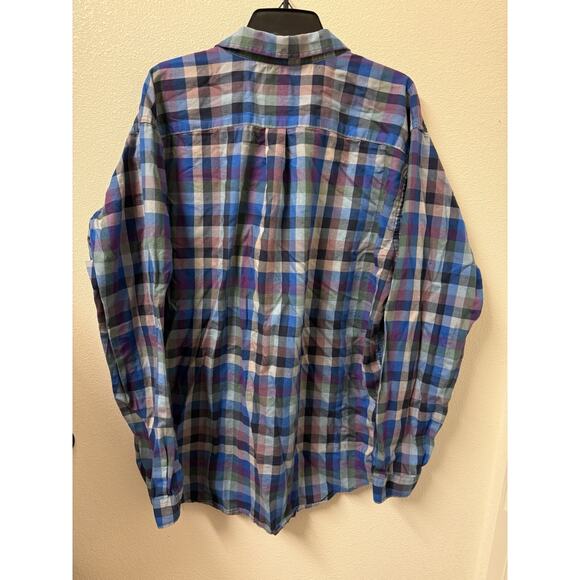 Patagonia Mens Shirt Organic Cotton Blue Purple Green Plaid XL - Picture 10 of 11